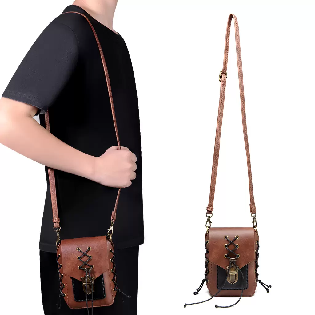 Steampunk retro gear chain decoration shoulder messenger bag niche design genuine leather texture ladies personalized trendy bag