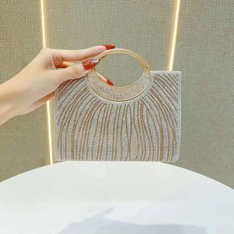 Light luxury diamond ring handle evening clutch Bridal wedding banquet dress with celebrity high-end clutch