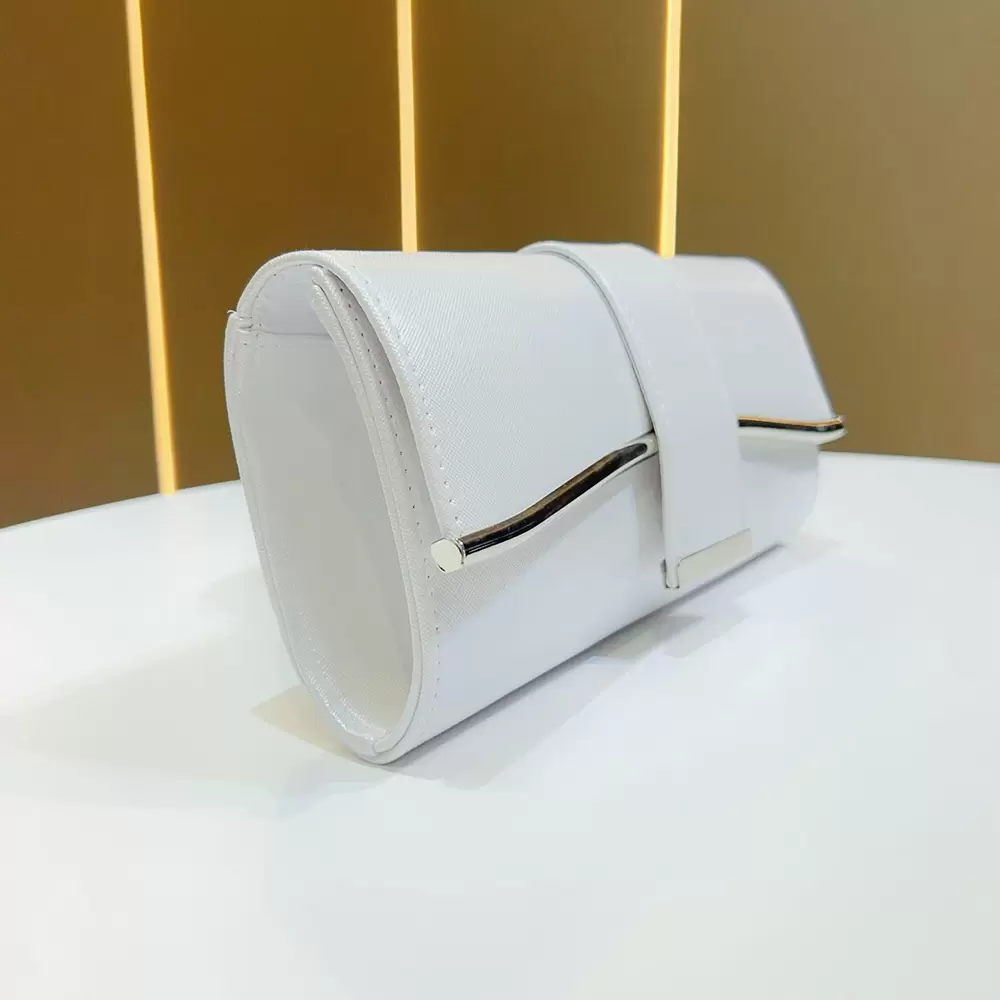 Light luxury minimalist style white metal buckle clutch commuter long wallet female wallet